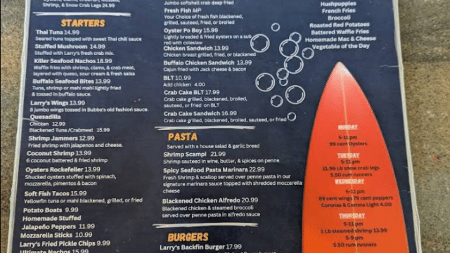 harpoon larry’s menu